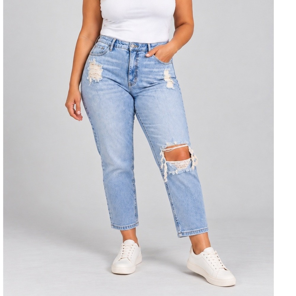 Sofia Jeans Adora Curvy Girlfriend Momcore Ankle Distressed Light Wash Sz 16